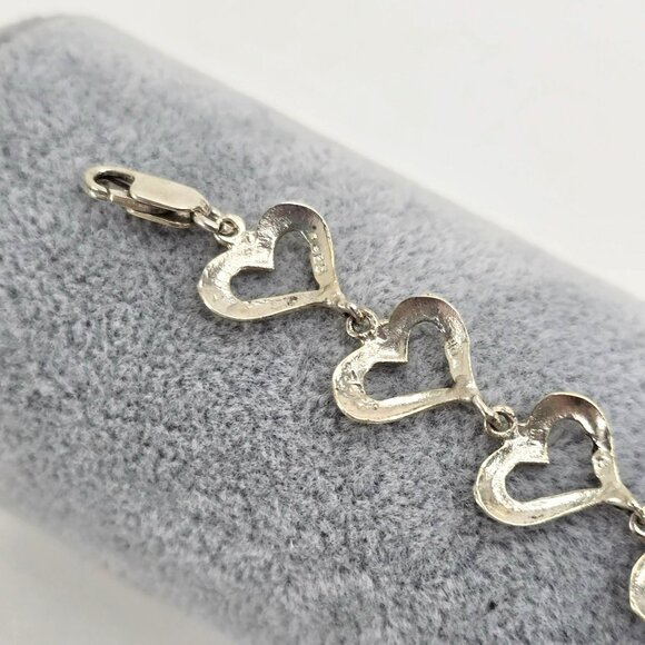 Sterling Silver Heart Link Bracelet With Lobster Clasp 7" LI645 - Picture 5 of 5